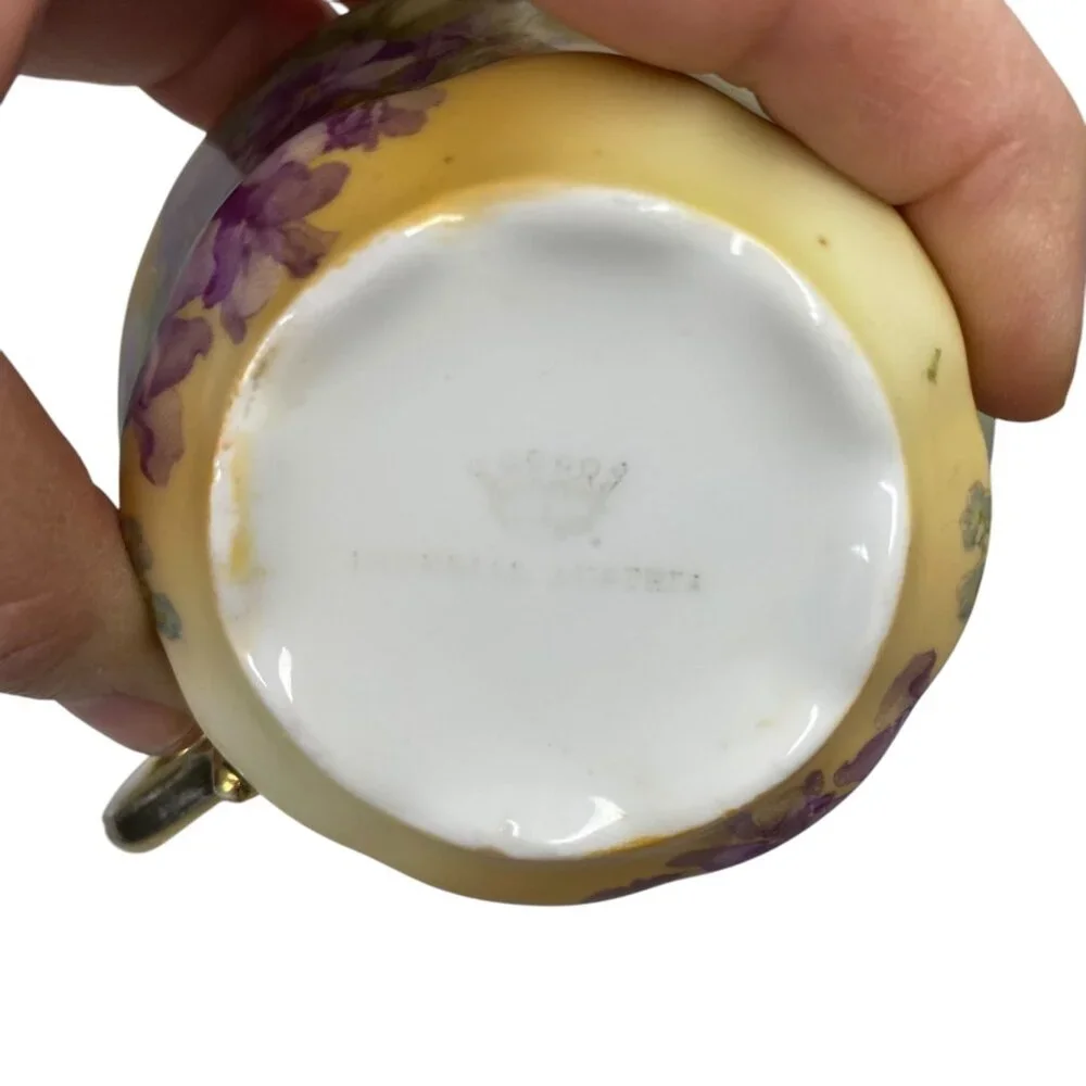 Vintage Imperial Austria Porcelain Tea Cup Japan Saucer Purple‎ Floral Gold